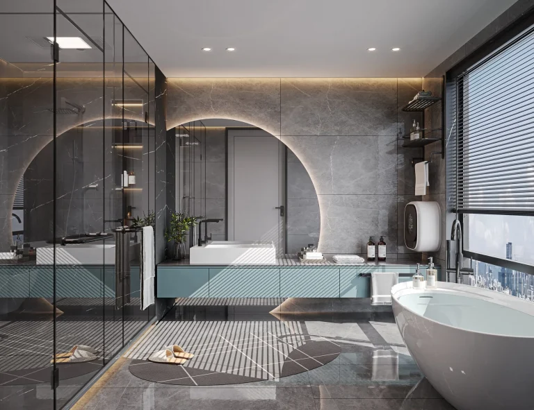 Modern-Elegance-with-a-Green-Bathroom-Vanity