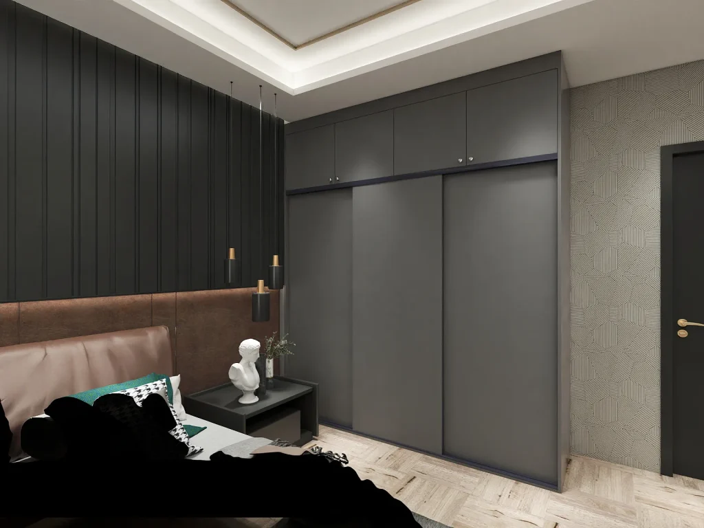 Dark matte black sliding door closet luxury home room