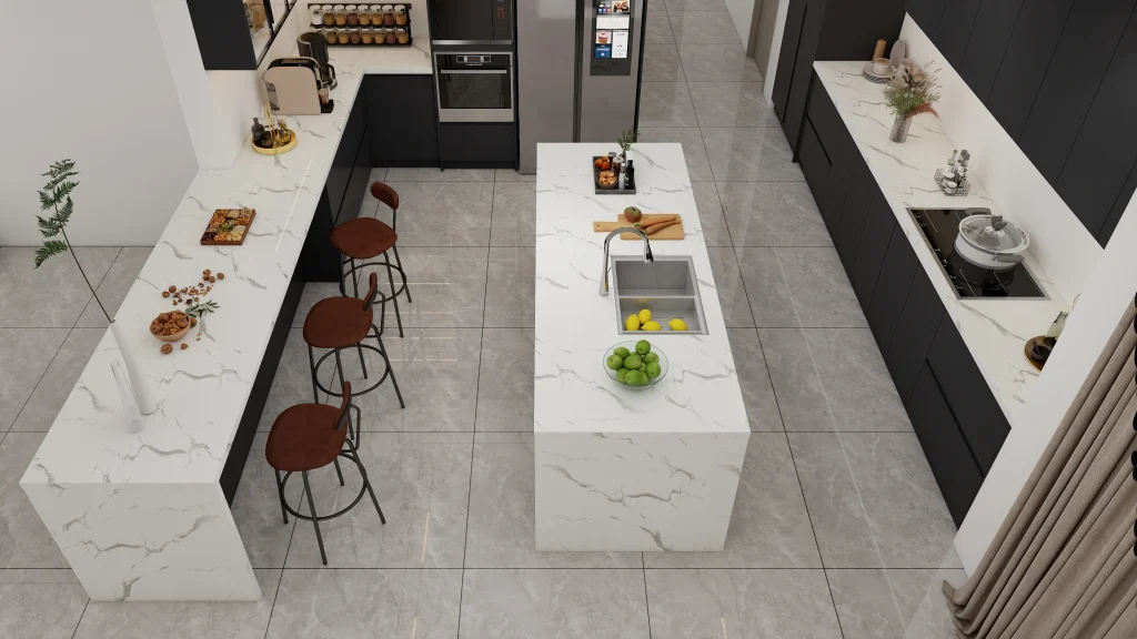 How to Design a Practical and Perfect Kitchen Cabinet Layout 80 تصميم جزيرة اجتماعية مع مثلث عمل مطبخ مبسط