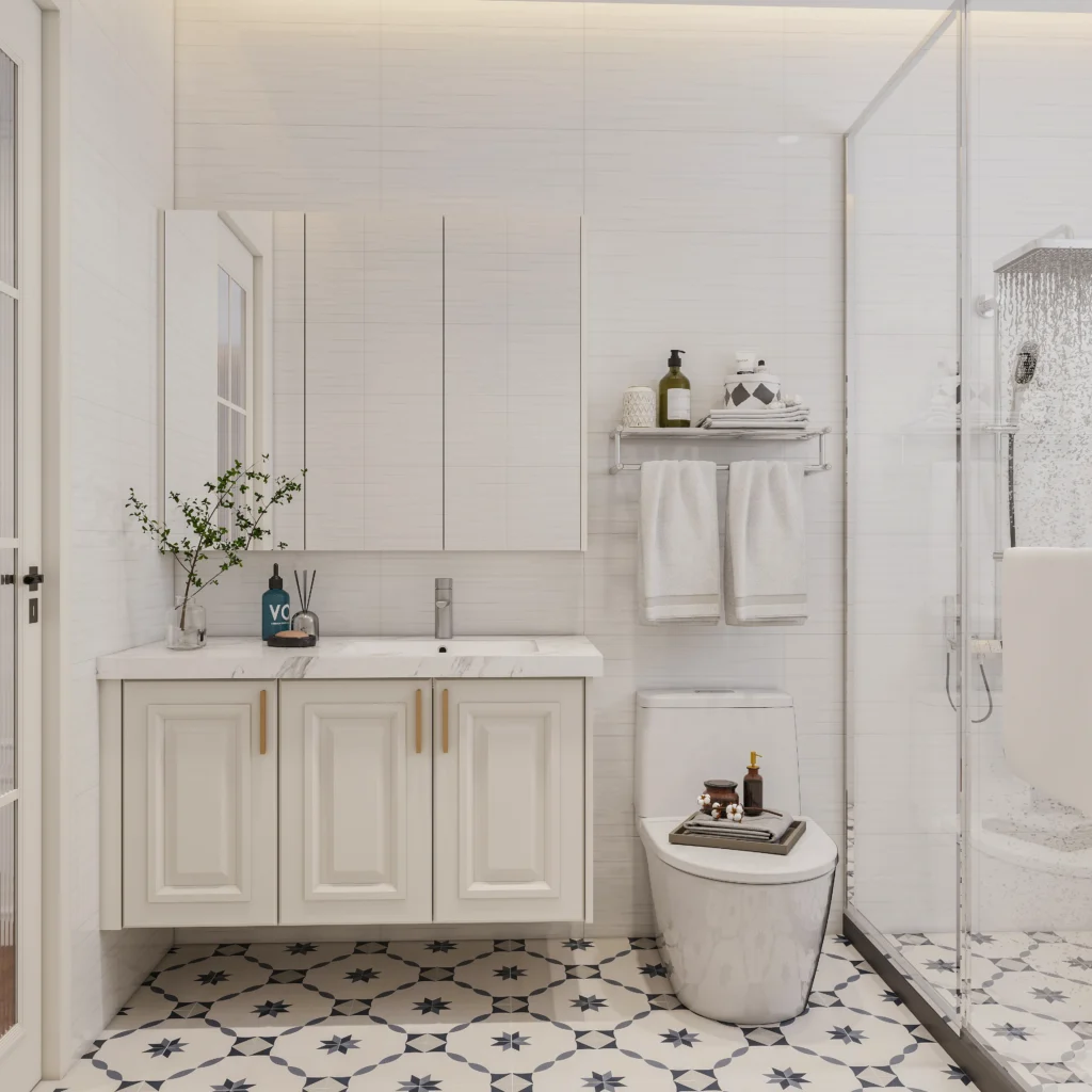 Lacquer Shaker cream color bathroom vanity