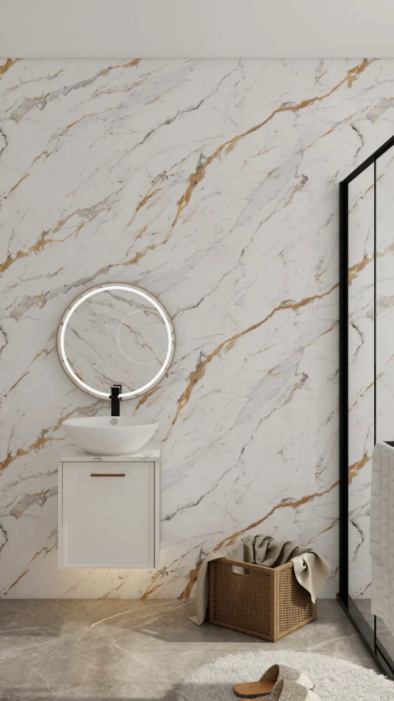 Lacquer Shaker cream color bathroom vanity with small vanity