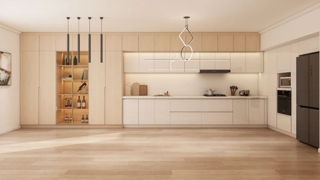 Warm White Oak Kitchen Cabinets Lacquer Design