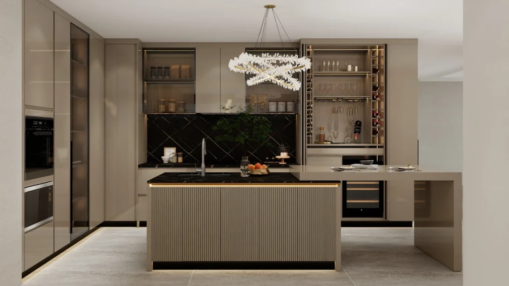 Bespoke luxury kitchen cabinets tailored to fit user lifestyle and preferences.
