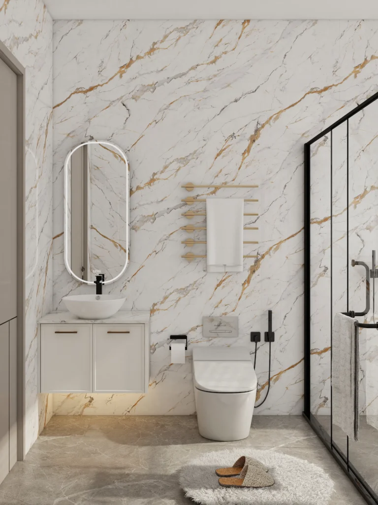 small float Lacquer Shaker cream color bathroom vanity