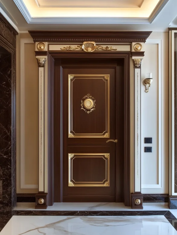 أبواب داخلية بنية داكنة تعزز من دفء وأناقة ديكور منزلك الداخلي.